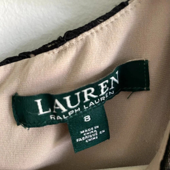 LAUREN by Ralph Lauren Black Classic Elegant Lace  Mermaid Midi Dress Size 8 - Picture 10 of 13